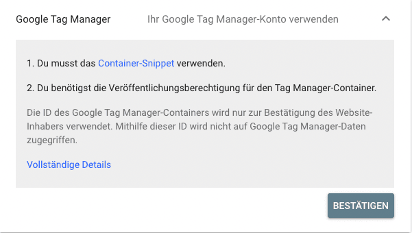 Bild: Domain-Inhaberschaft mit Google Tag Manager verifizieren